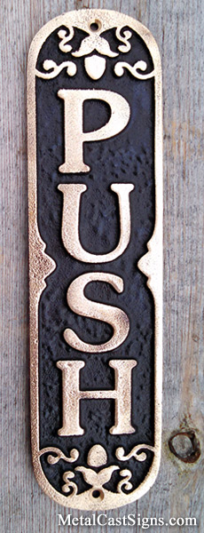 PUSH bronze door sign