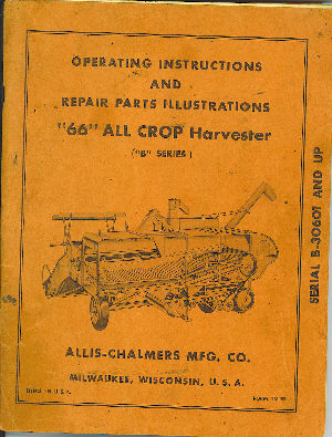Allis Chalmers combine Manual cover