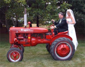 Wedding on tractor
